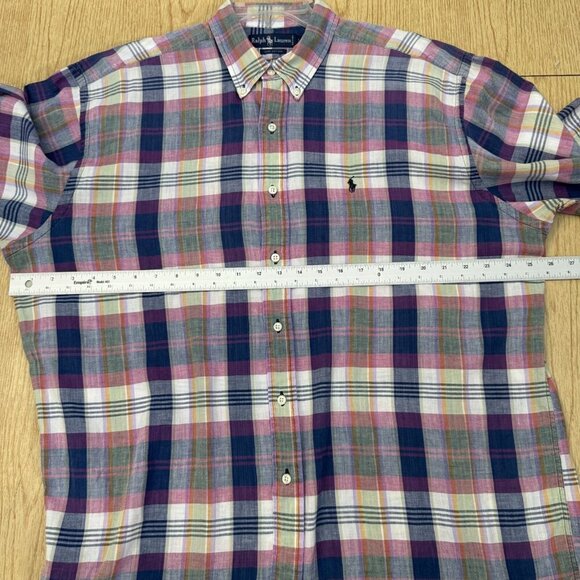 Ralph Lauren Madras Multicolor Windowpane Plaid Short Sleeve Button Shirt X - Picture 7 of 8